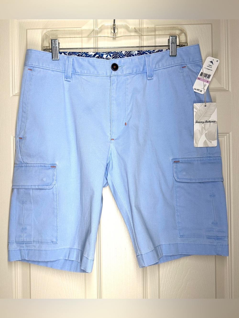 NWT Tommy Bahama Men's Pale Blue Cargo Shorts with Flap Pockets